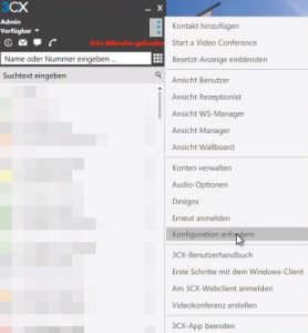 Screenshot 3CX-Konfiguration anfordern